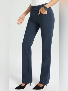 Betabrand Yoga Dress Pants Navy Straight Leg Medium Petite